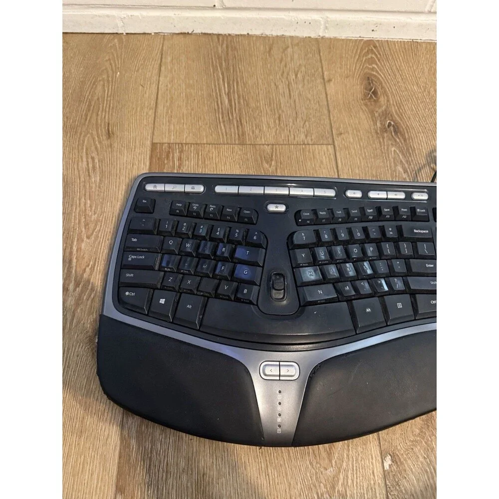 Microsoft Natural Ergonomic Keyboard 4000 v1.0 USB Wired Black Gray KU-0462!